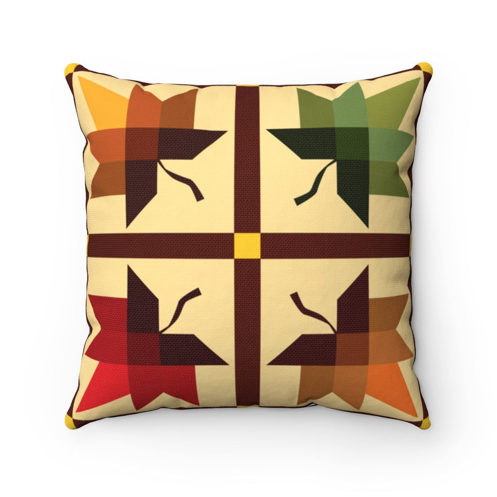 The Four Leaves Quilt Spun Polyester Square Pillow