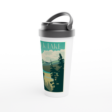 Load image into Gallery viewer, Rock Lake White 15oz Stainless Steel Travel Mug