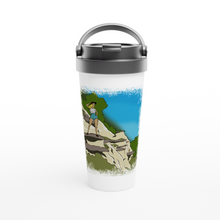 Load image into Gallery viewer, Hiking on Hoodoos White 15oz Stainless Steel Travel Mug