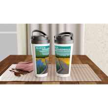 Load image into Gallery viewer, Beaver Boardwalk White 15oz Stainless Steel Travel Mug