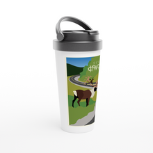 Load image into Gallery viewer, HWY 40 White 15oz Stainless Steel Travel Mug
