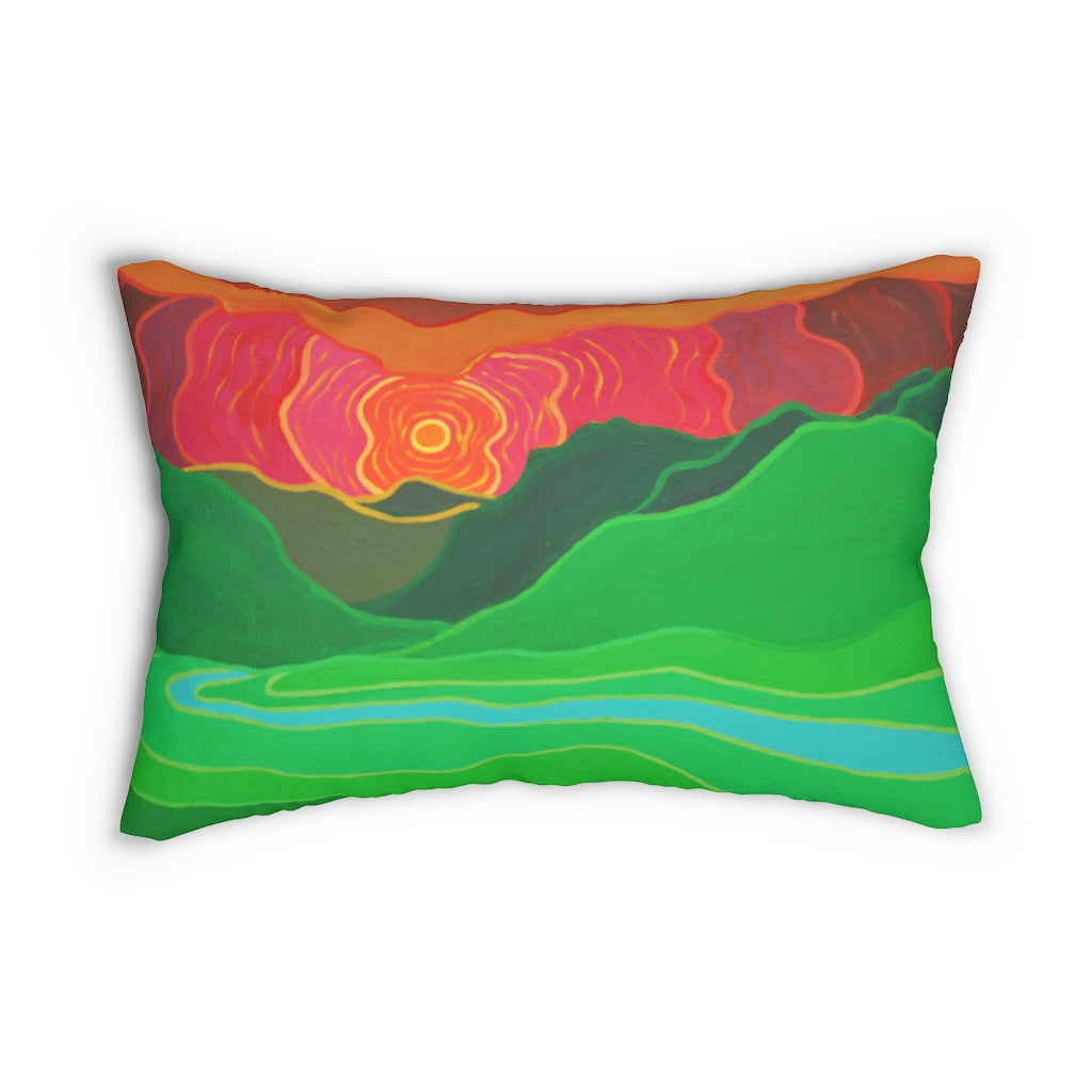Rolling Mountains Spun Polyester Lumbar Pillow
