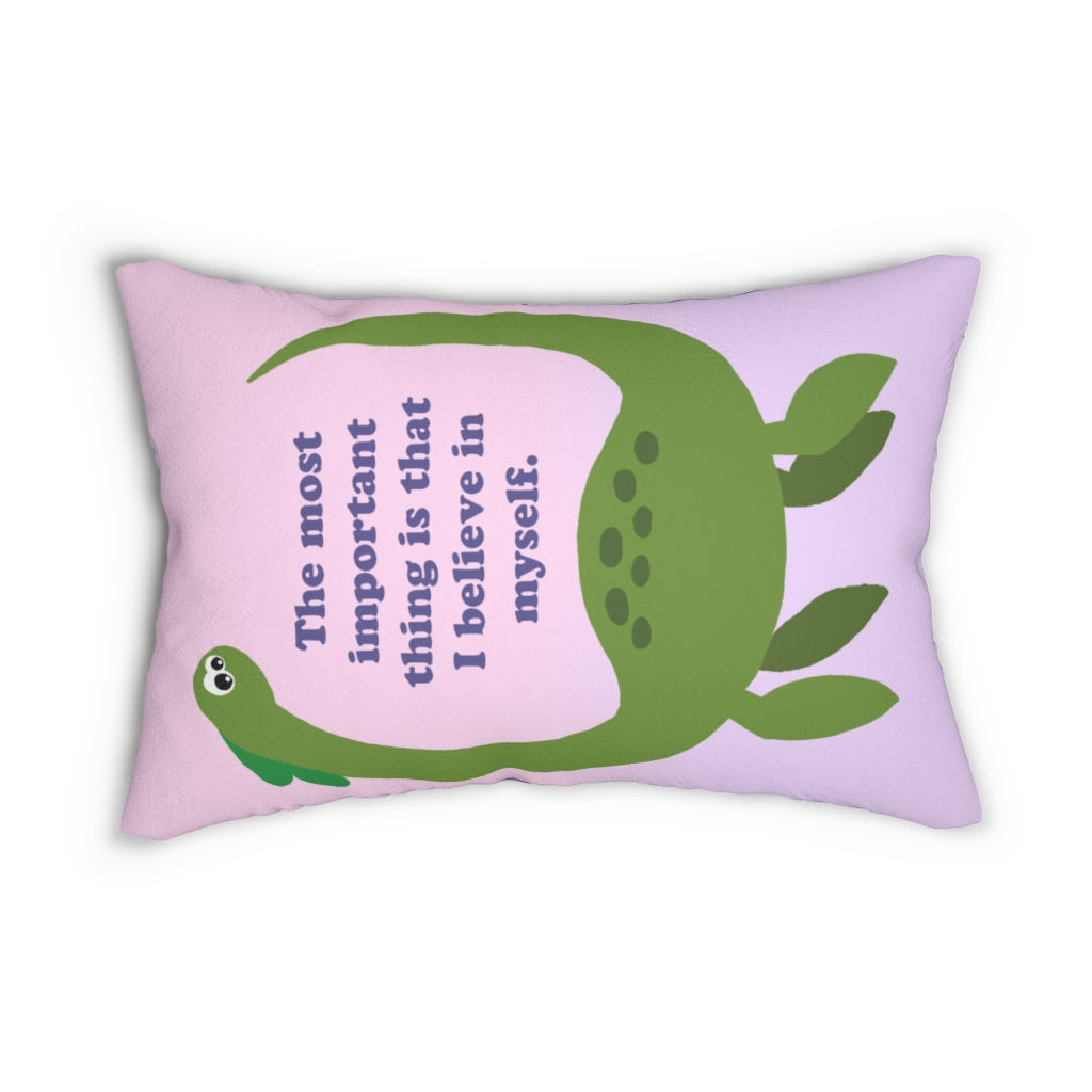 Believe in Yourself Lake Monster Spun Polyester Lumbar Pillow