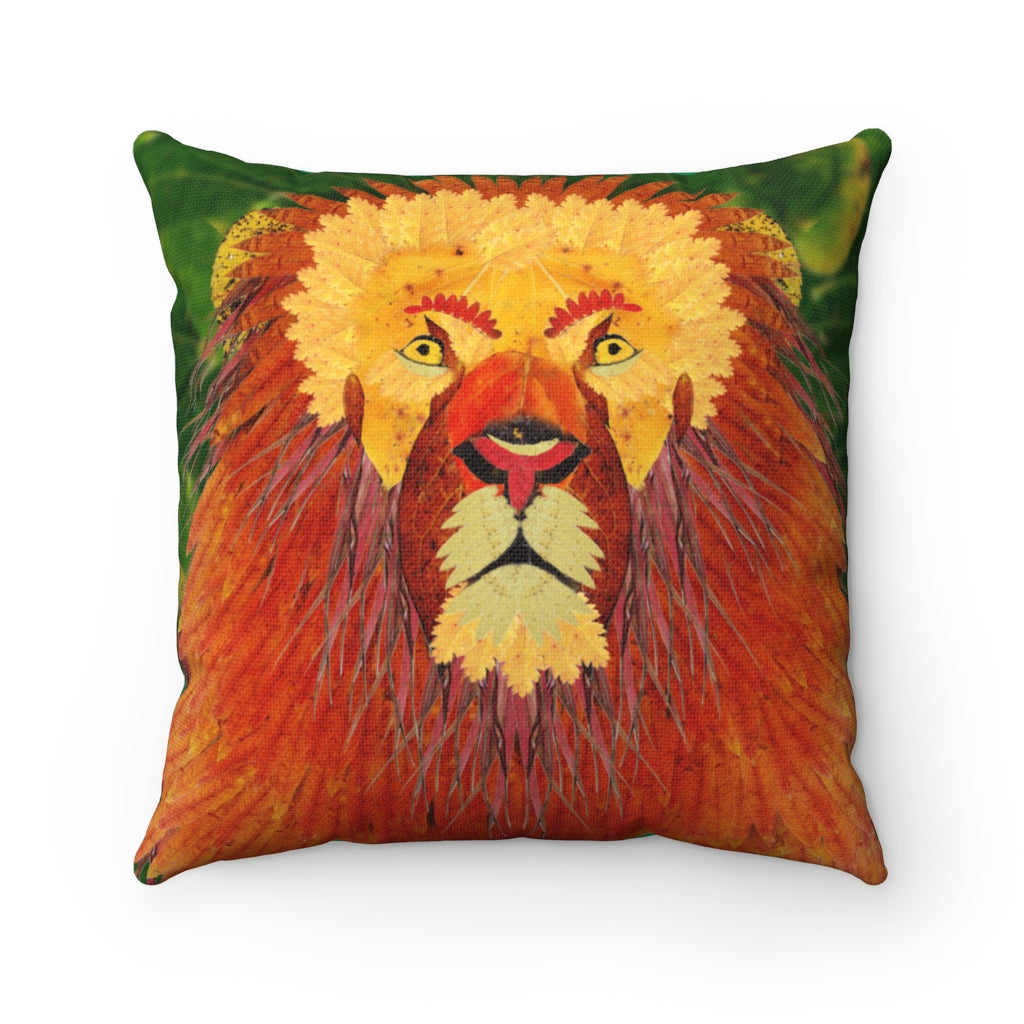 Leaf Lion Spun Polyester Square Pillow