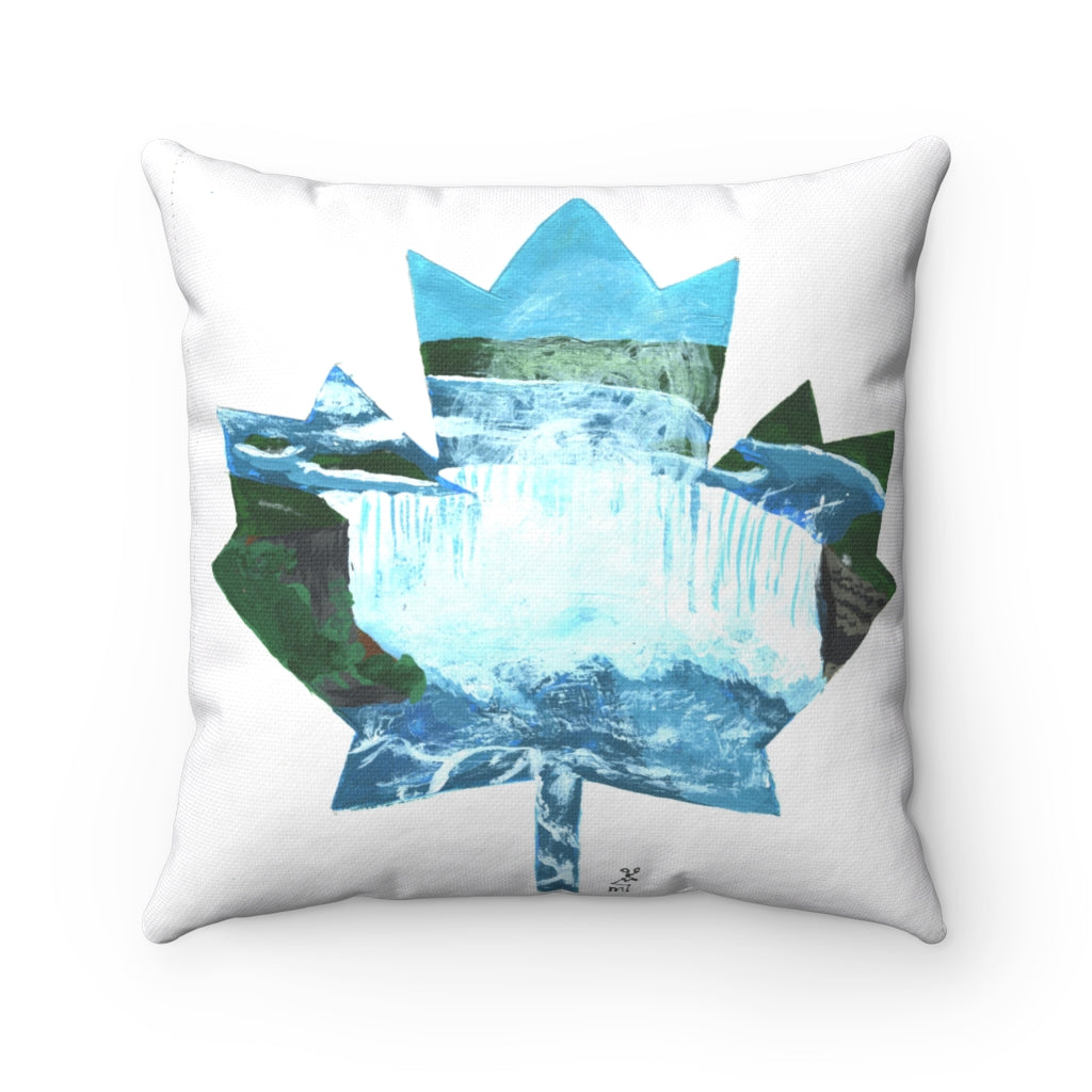 Maple Leaf Niagara Falls Spun Polyester Square Pillow