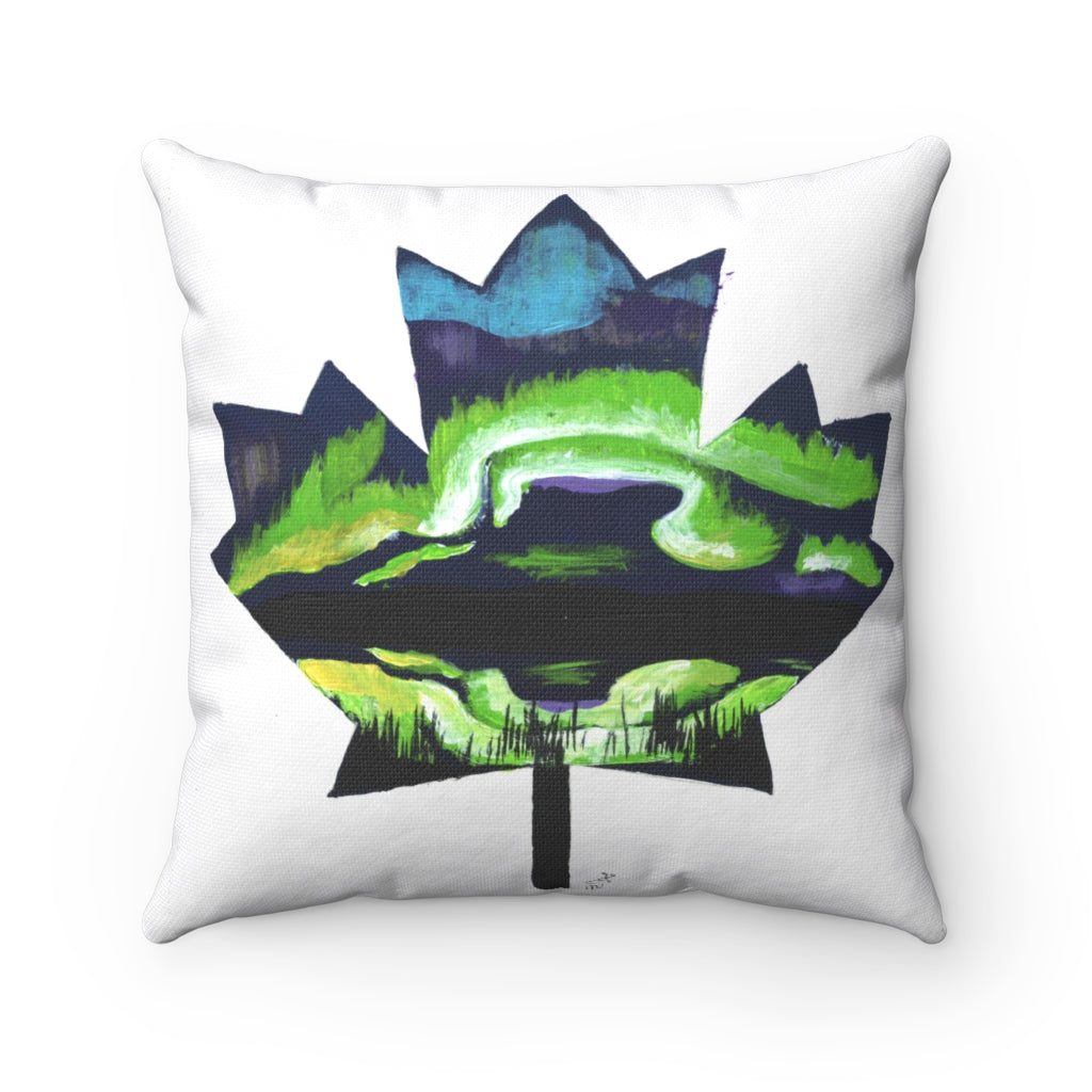 Maple Leaf Northern Lights Spun Polyester Square Pillow