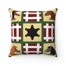 Load image into Gallery viewer, 4 Horse Squares Quilt Spun Polyester Square Pillow
