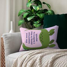 Load image into Gallery viewer, Believe in Yourself Lake Monster Spun Polyester Lumbar Pillow

