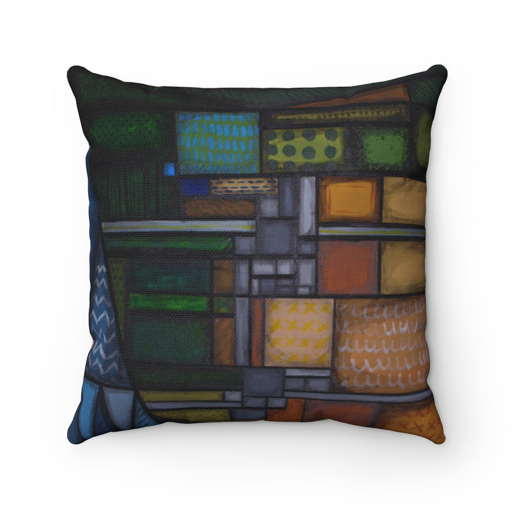 Alberta Patchwork Spun Polyester Square Pillow