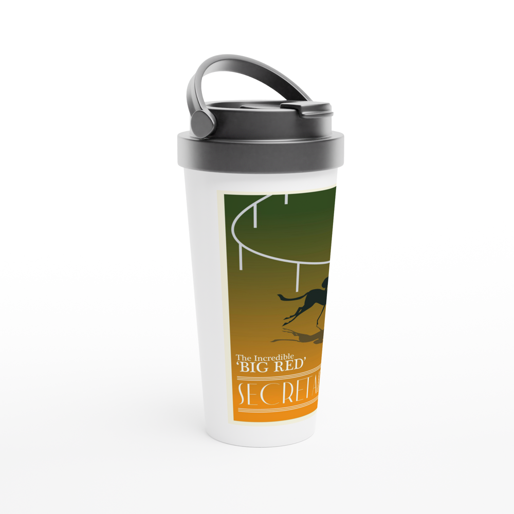 Secretariat White 15oz Stainless Steel Travel Mug