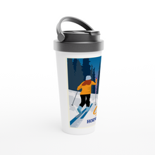 Load image into Gallery viewer, Ski Hornbeck White 15oz Stainless Steel Travel Mug
