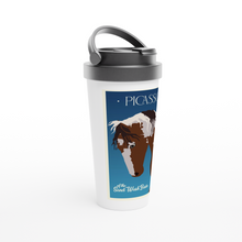 Load image into Gallery viewer, Picasso White 15oz Stainless Steel Travel Mug
