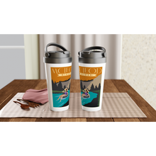 Load image into Gallery viewer, McLeod River White 15oz Stainless Steel Travel Mug
