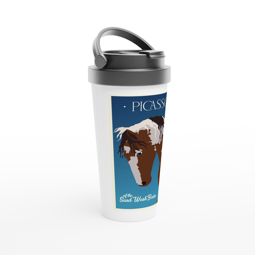 Picasso White 15oz Stainless Steel Travel Mug