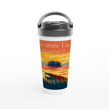 Load image into Gallery viewer, Surprise Lake White 15oz Stainless Steel Travel Mug
