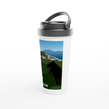 Load image into Gallery viewer, Black Cat Mountain White 15oz Stainless Steel Travel Mug
