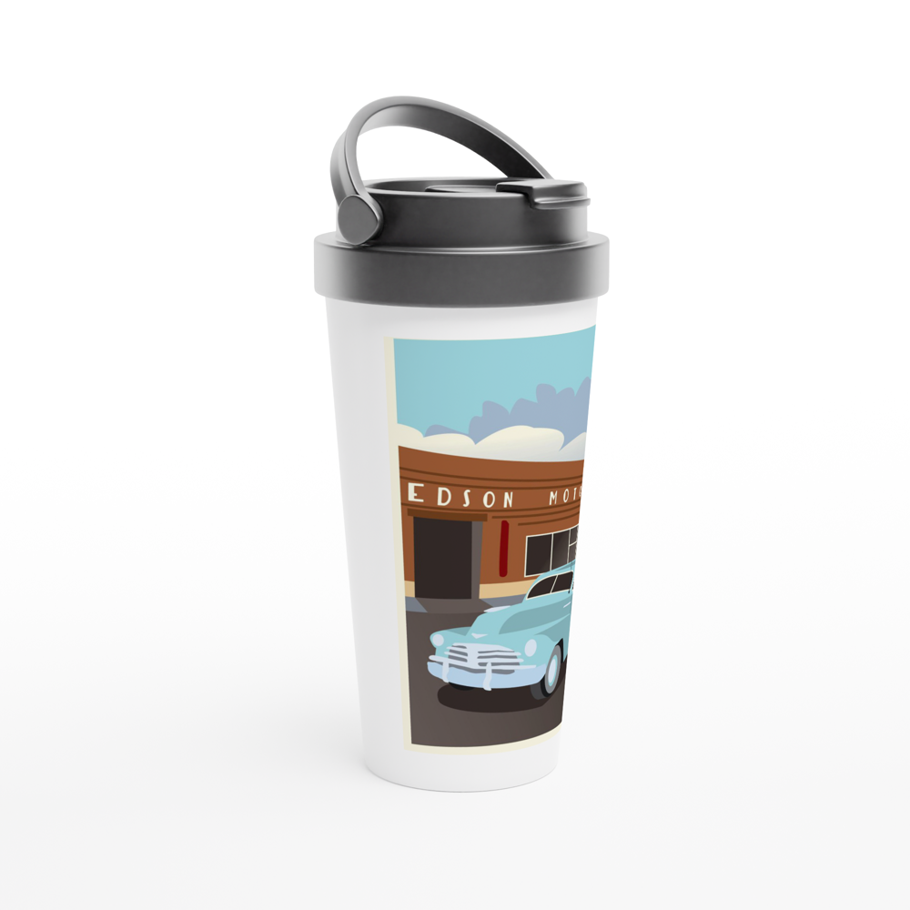 Edson Motors White 15oz Stainless Steel Travel Mug