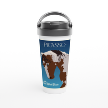 Load image into Gallery viewer, Picasso White 15oz Stainless Steel Travel Mug
