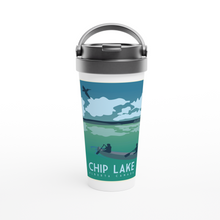 Load image into Gallery viewer, Chip Lake White 15oz Stainless Steel Travel Mug
