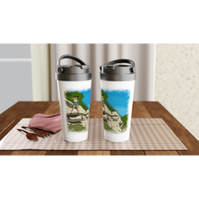 Load image into Gallery viewer, Hiking on Hoodoos White 15oz Stainless Steel Travel Mug
