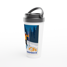 Load image into Gallery viewer, Ski Hornbeck White 15oz Stainless Steel Travel Mug
