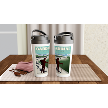 Load image into Gallery viewer, Cardinal Divide White 15oz Stainless Steel Travel Mug
