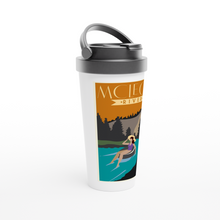 Load image into Gallery viewer, McLeod River White 15oz Stainless Steel Travel Mug
